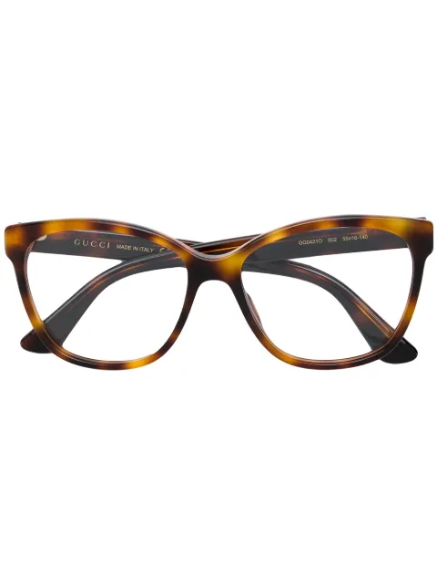 Gucci Eyewear crystal-embellished square-frame glasses Brown GG0421O