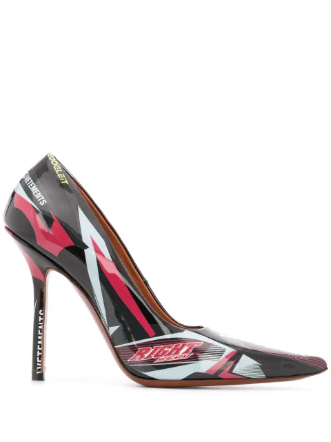 VETEMENTS colour-block logo pointed pumps Red WAH1918442
