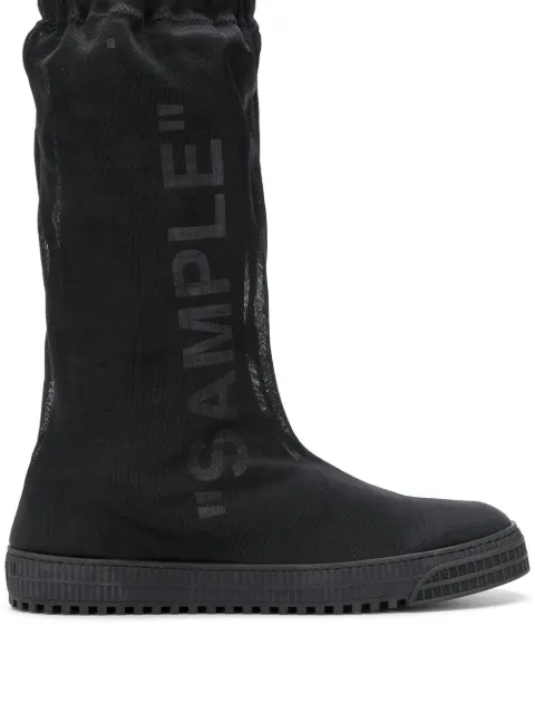 Off-White lettering-detail knee-high boots Black OMIA100F187990151001