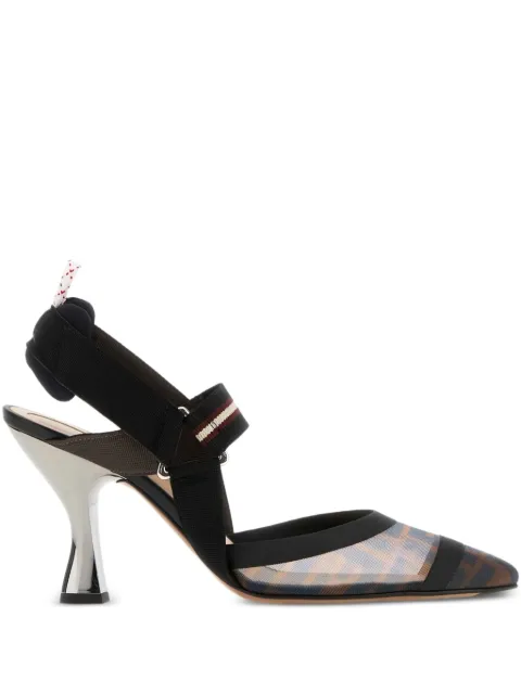 FENDI 85mm Colibrì FF-motif slingback pumps Brown 8J6851A2D7