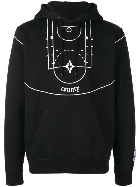 COUNTY OF MILAN basketball court print hoodie Black CMBB007F186731201001