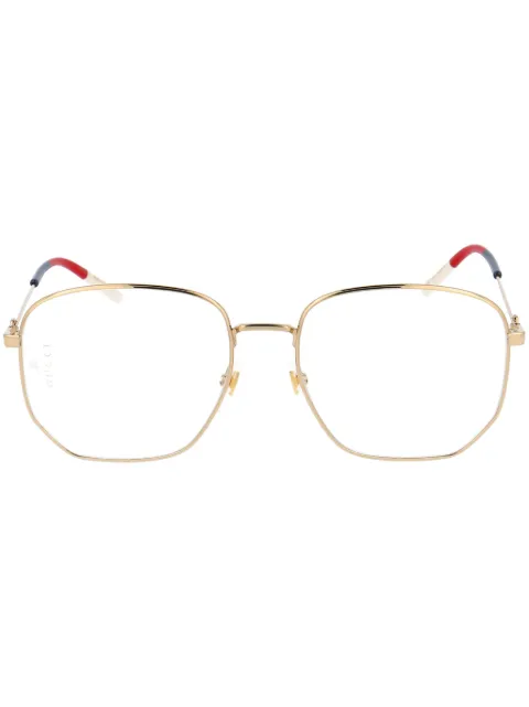 Gucci Eyewear Web-detail hexagonal-frame glasses Gold GG0396O