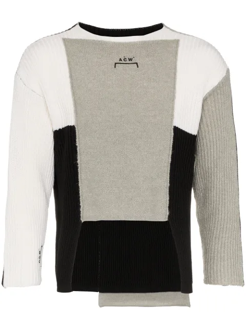 A-COLD-WALL* panelled asymmetric merino blend jumper Black CWY103