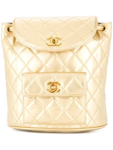CHANEL Pre-Owned 1991-1994 quilted CC chain backpack Metallic 2971330