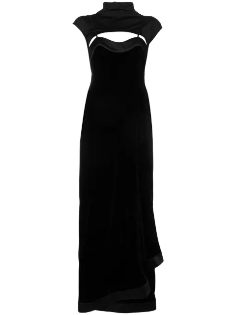 UNRAVEL PROJECT layered velvet dress Black UWDB076E18136001