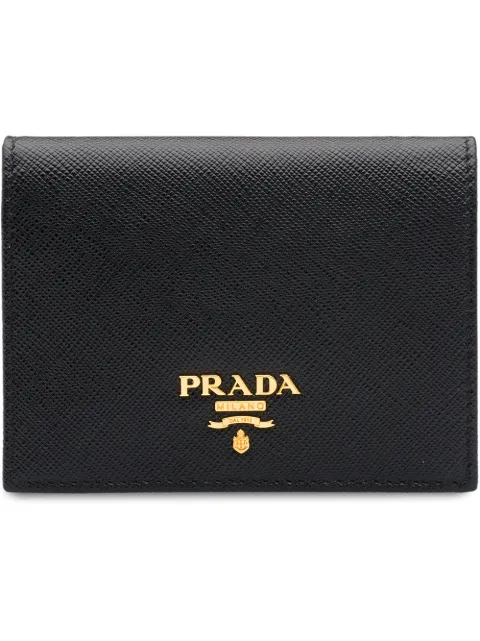 Prada small logo-plaque folding wallet Black 1MV204ZLP