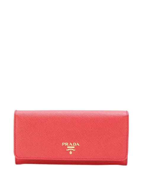Prada logo-plaque continental wallet Red 1MH132QWA