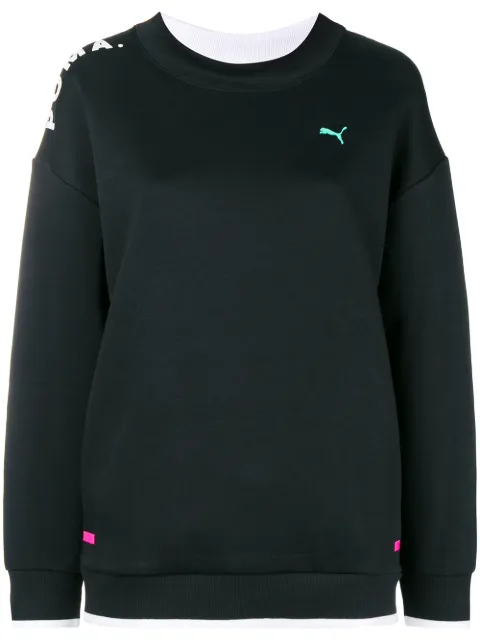 PUMA Chase Crew mesh-panel sweatshirt Black 57681201