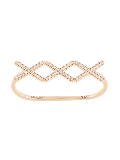 ALINKA 18kt rose gold KATIA TRIO diamond two-finger ring Gold ZABD003918R25