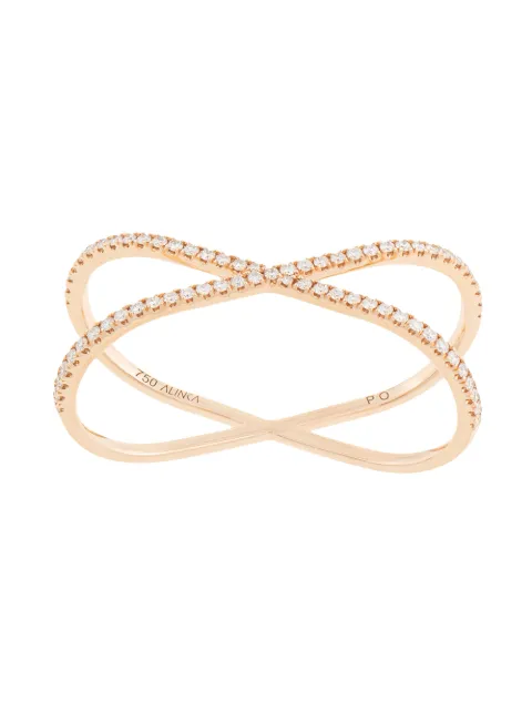 ALINKA 18kt rose gold KATIA DUO diamond two-finger ring Gold ZABD003818R25