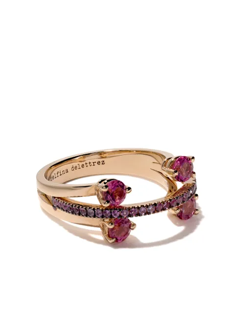 Delfina Delettrez 18kt rose gold, tourmaline and sapphire Linked Dots ring Pink NTL1024C