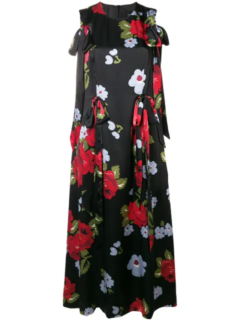 Simone Rocha bow ribbon floral dress Black 37430245
