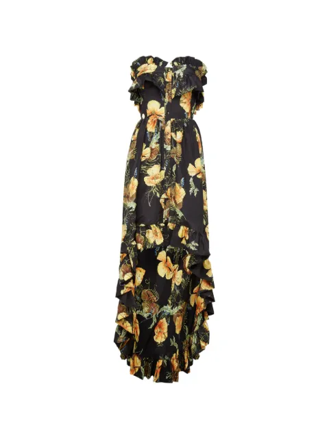 Philipp Plein flower-print asymmetric dress Black WRG0751PTE104N