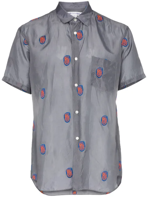 Comme Des Garçons Shirt mask embroidered short-sleeved shirt Grey S27073