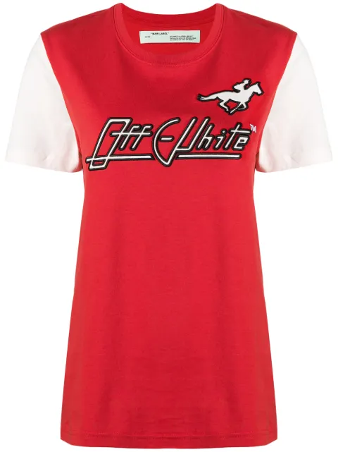 Off-White embroidered logo T-shirt Red OWAA049F18B070592001