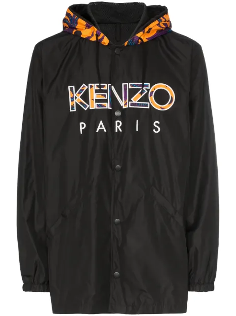 Kenzo logo print hooded windbreaker jacket Black F955OU3641NH