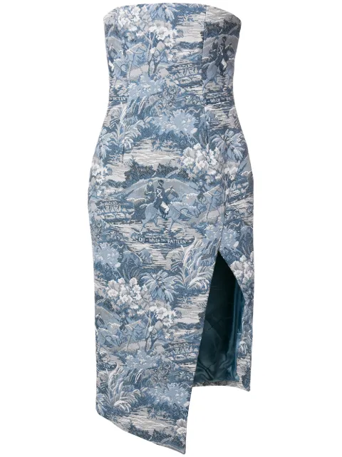 Off-White Tapestry bustier dress Blue OWDB100F18B680533100