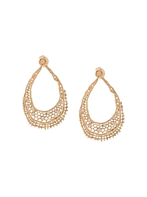 Aurelie Bidermann 18kt yellow gold & diamond lace earrings Metallic LACBO05DIYG
