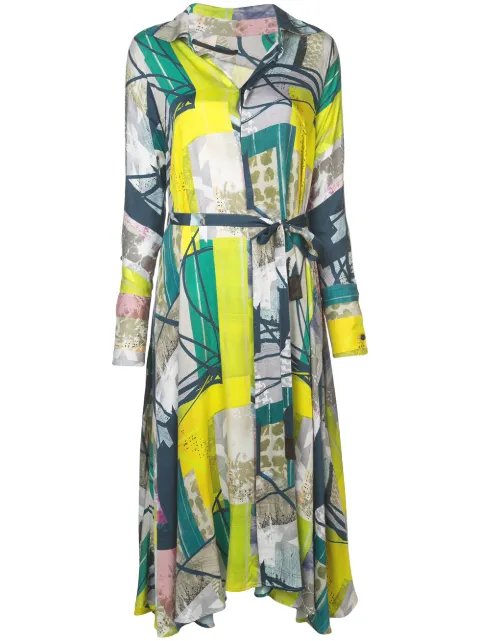Divka abstract print shirt dress Green DK1401D06