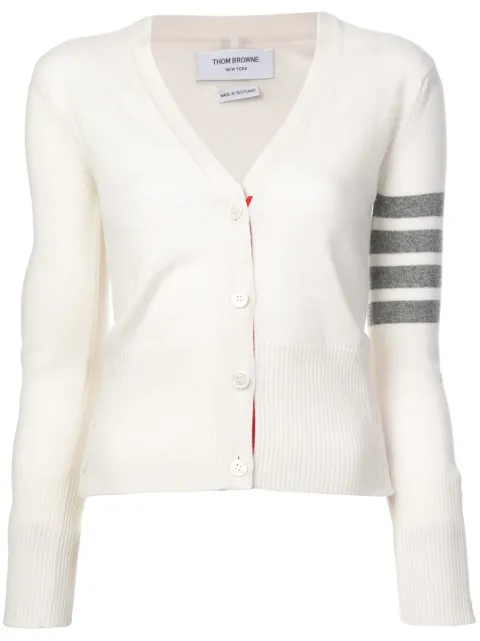 Thom Browne striped sleeve V-neck cardigan White FKC001A00011