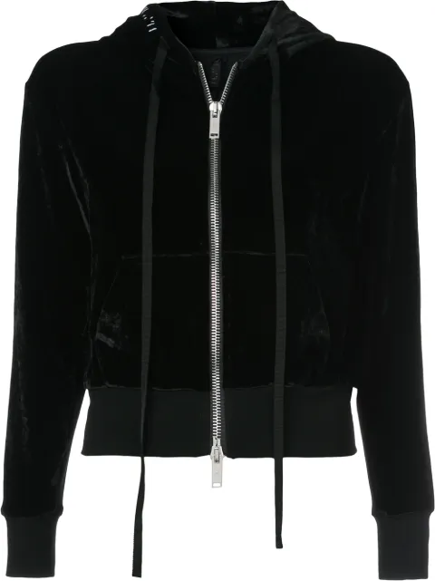 UNRAVEL PROJECT velour basic zip hoodie Black UWBE003E182220011000