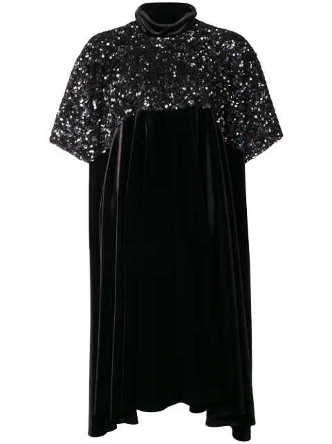 Talbot Runhof asymmetric hem sequined dress Black RONTA3DS70