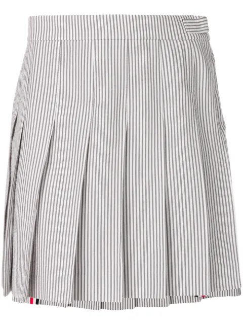 Thom Browne Seersucker pleated mini skirt Grey FGC402A00572