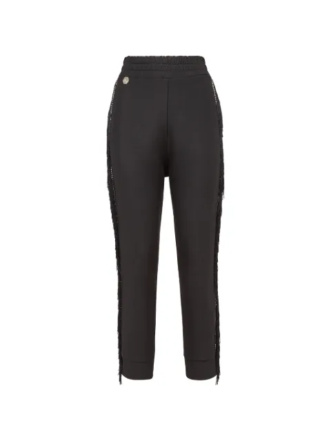Philipp Plein fringed trim straight trousers Black WJT0416PJO002N