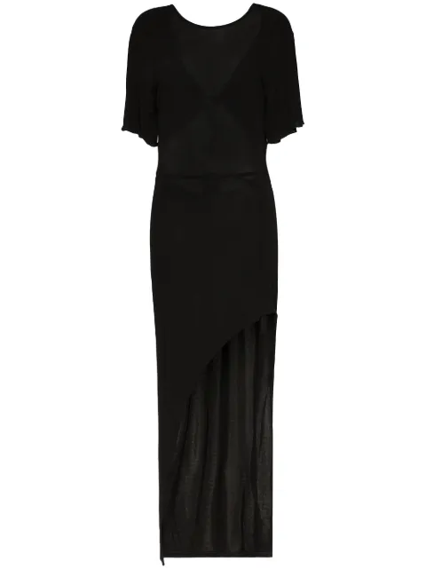 Faith Connexion Semi sheer asymmetric hem dress Black W3603J00023
