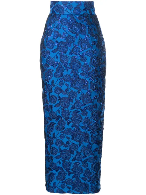 Bambah Bellflower pencil skirt Blue AW18BMFW1804