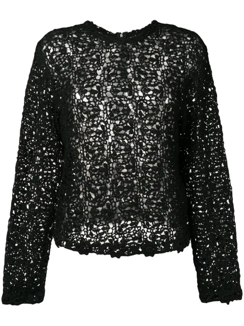 Comme Des Garçons Pre-Owned crochet long sleeved blouse Black GT050350