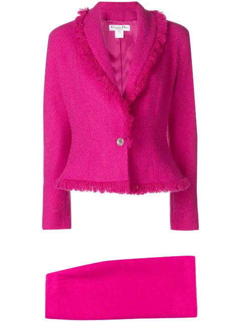 Christian Dior Pre-Owned 1990s fringe-edge skirt suit Pink DIO386