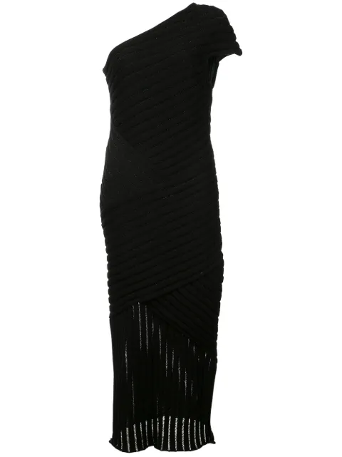 Valery Kovalska ribbed one shoulder dress Black D7