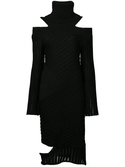 Valery Kovalska ribbed cold shoulder dress Black D10