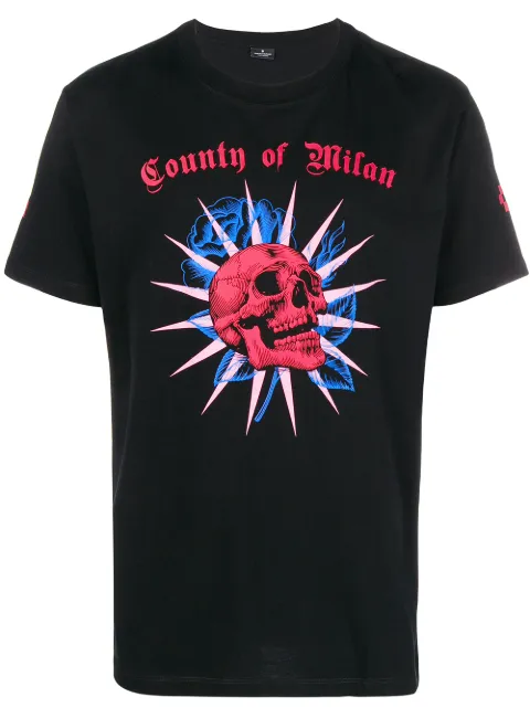 COUNTY OF MILAN skull print T-shirt Black CMAA018F180010781088