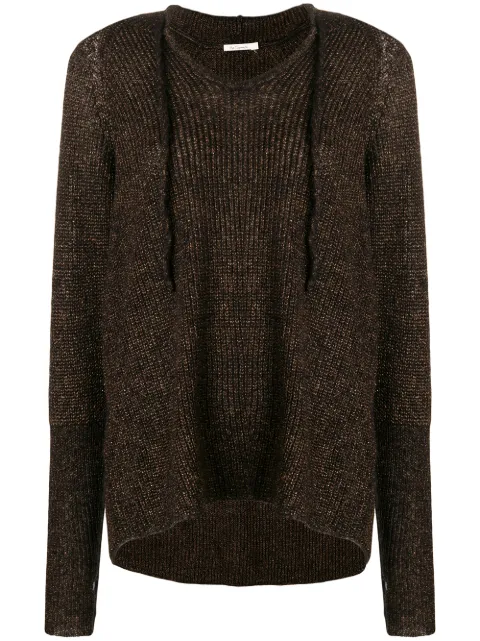 Mes Demoiselles knitted hoodie Brown 18WMAURESQUE