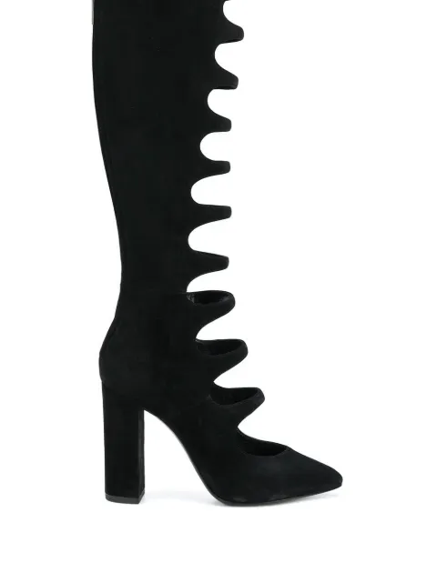 Saint Laurent cut-out detail knee length boots Black 5296870LI00