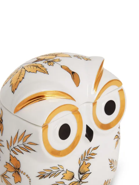 Fornasetti floral owl-motif jar White P29Z001