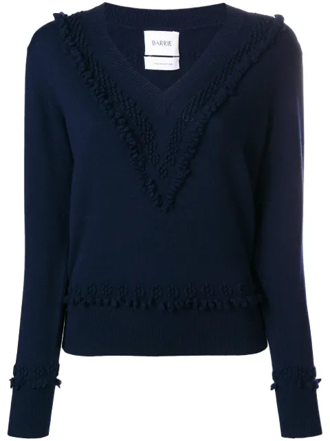 Barrie Romantic Timeless cashmere V neck pullover Blue A00C27380