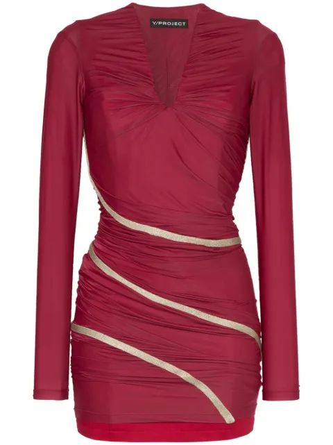 Y/Project Fitted Draped Maxi Dress Red WDRESS44S16