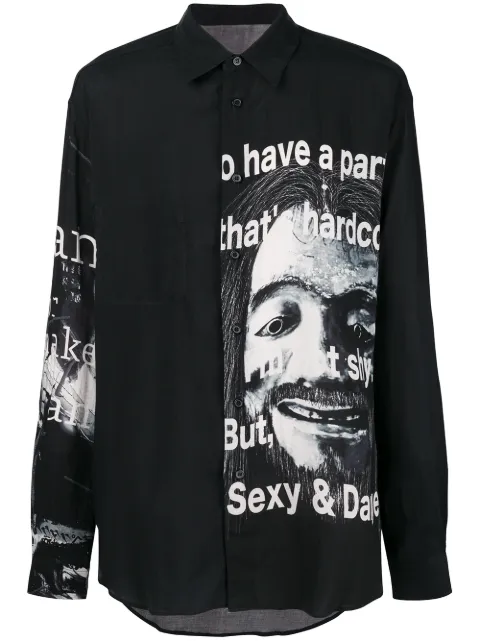 Yohji Yamamoto graphic print shirt Black HVB53823