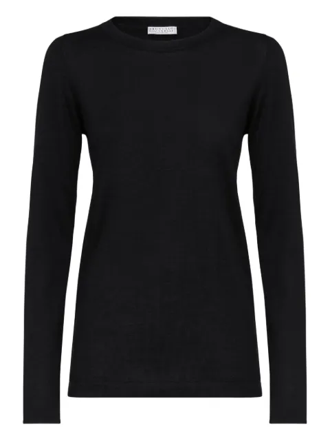 Brunello Cucinelli cashmere-blend long-sleeve jumper Black M13800000C101