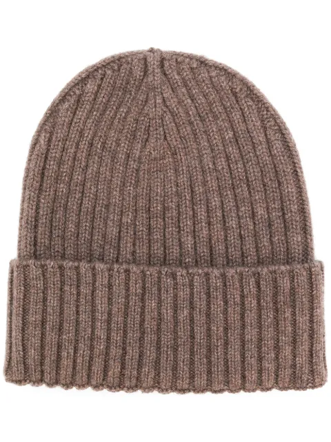 Dell'oglio ribbed-knit cashmere beanie hat Brown 168CASHMERELEGNO100238