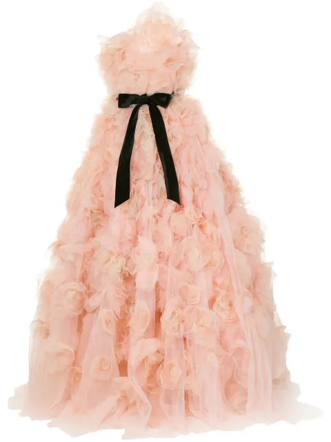 Marchesa strapless tulle degrade layered dramatic ballgown Pink M8159
