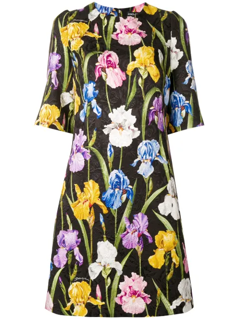 Dolce & Gabbana floral-print jacquard dress Black F6B0STHSMTI
