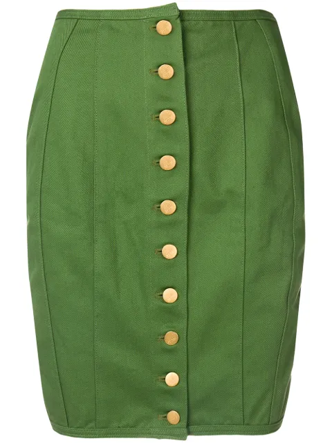 Jean Paul Gaultier Pre-Owned lace-up detailing pencil skirt Green JPG1906