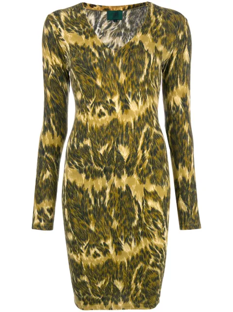 Jean Paul Gaultier Pre-Owned V-neck animal print dress Green JPG1907