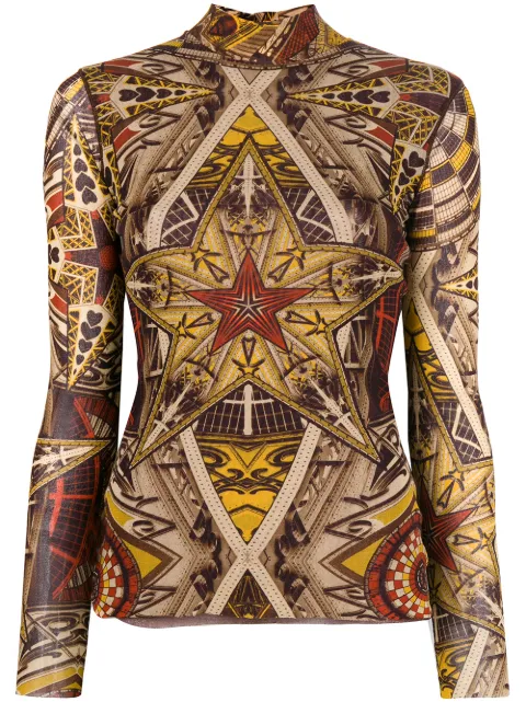 Jean Paul Gaultier Pre-Owned star print turtleneck top Brown JPG1911