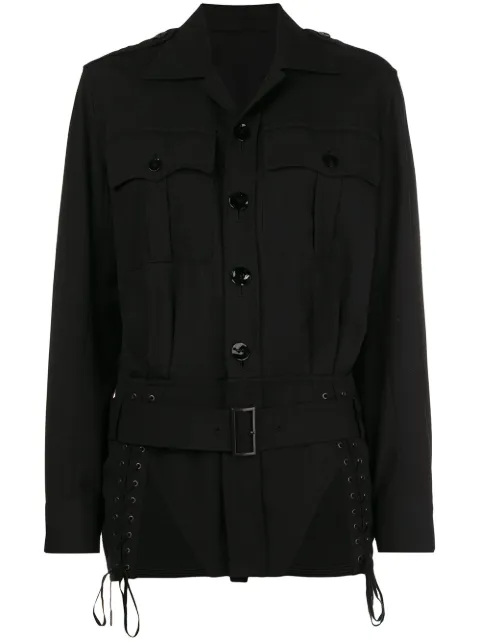 Jean Paul Gaultier Pre-Owned lace-up detailing belted jacket Black JPG1860
