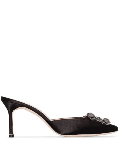 Manolo Blahnik Hangisi 70mm slip-on appliqué mules Black 9XX0726